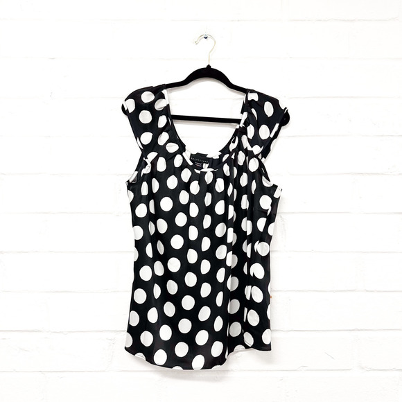 APOSTROPHE Black and White Polka Dot Top - Picture 2 of 3
